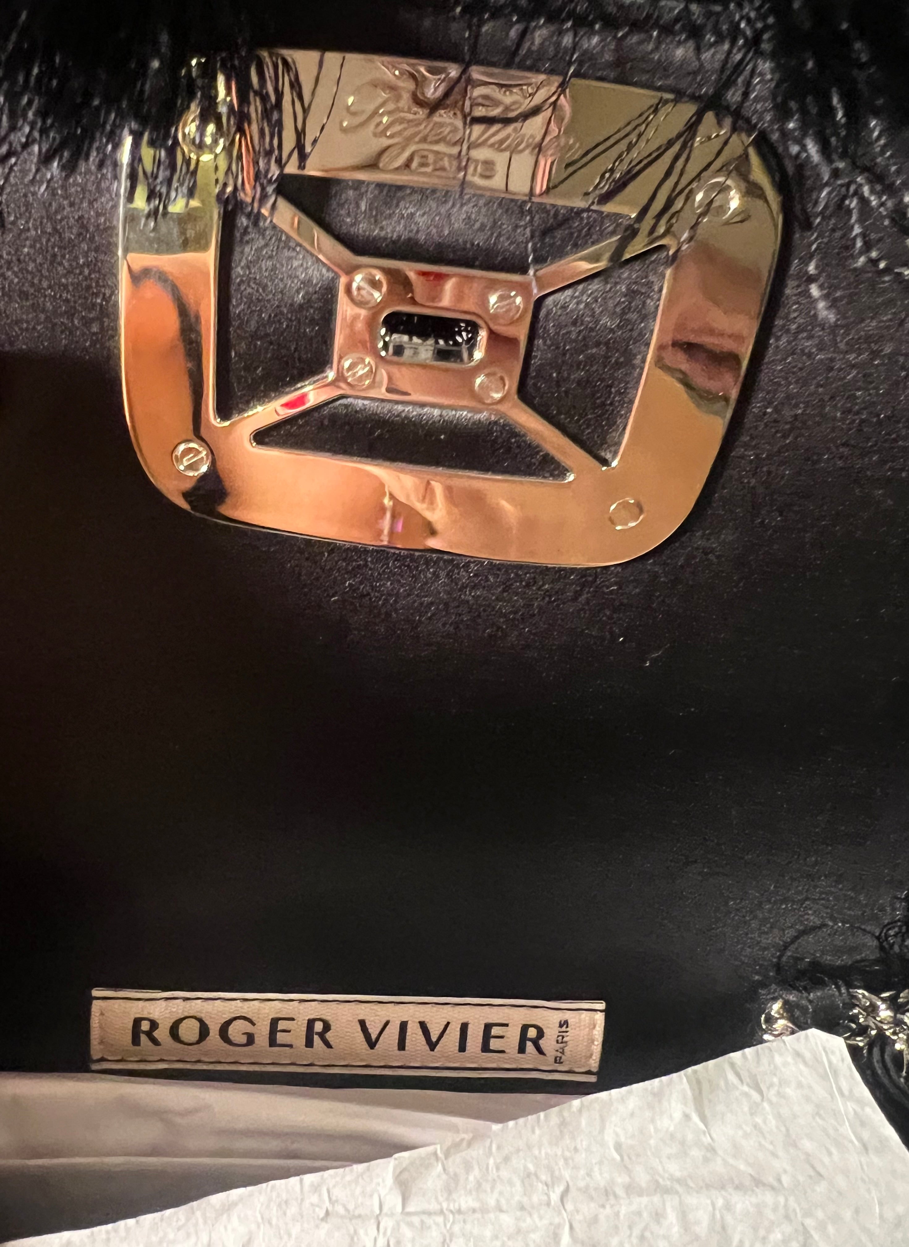 Roger Vivier Black faux fur satin choc strass mini bag CHIC BOUTIQUE