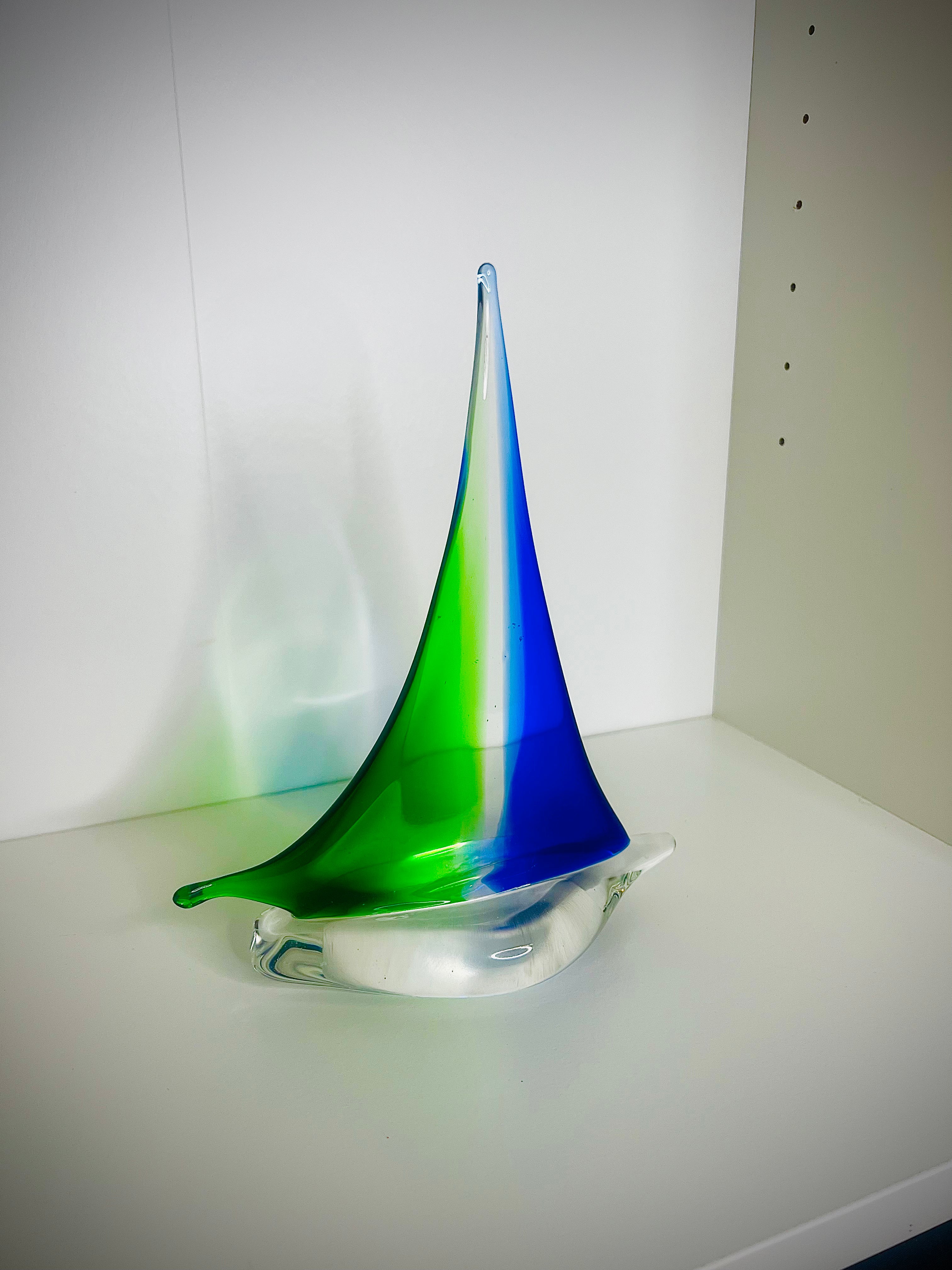 MAGELLANO - Voilier en verre vert et bleu uni CHIC BOUTIQUE
