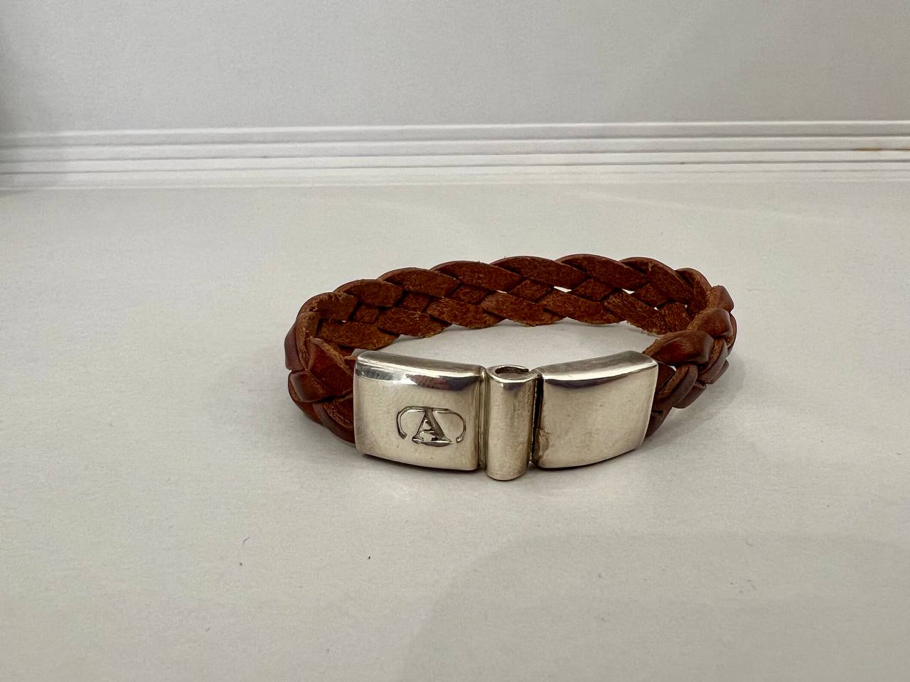 Men's Leather and Silver Bracelet CHIC BOUTIQUE