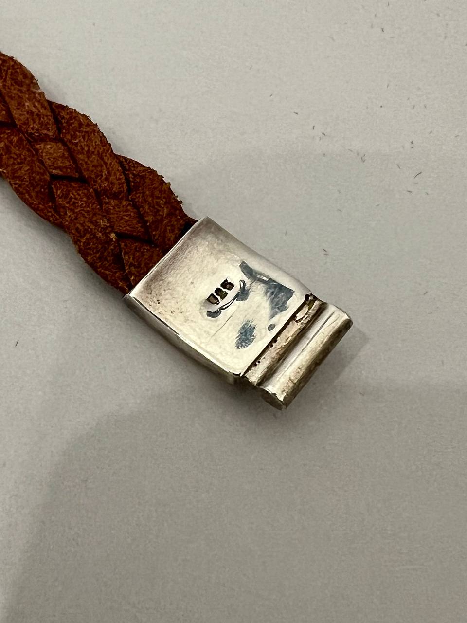 Men's Leather and Silver Bracelet CHIC BOUTIQUE
